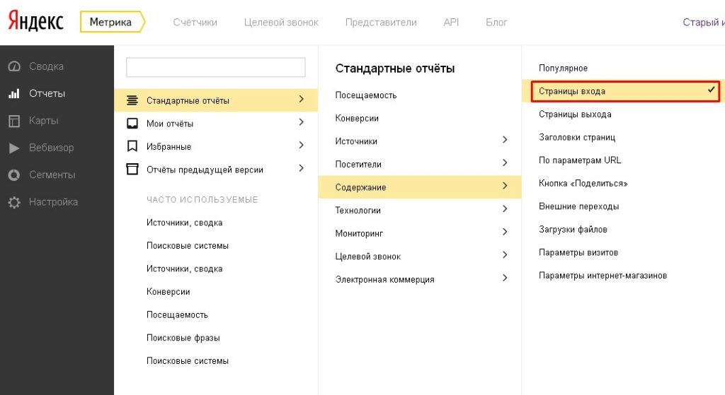 Страницы входа яндекс метрика показатель отказов