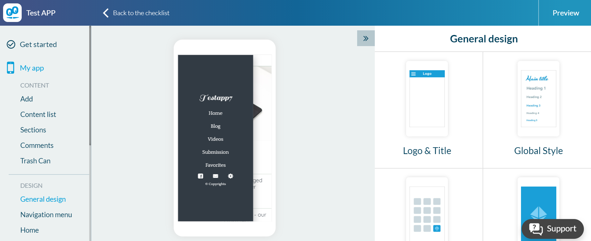 Выбор дизайна приложения в инструменте GoodBarber