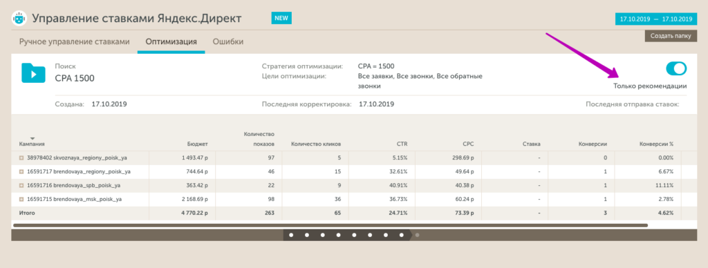 рекомендации оптимизатора