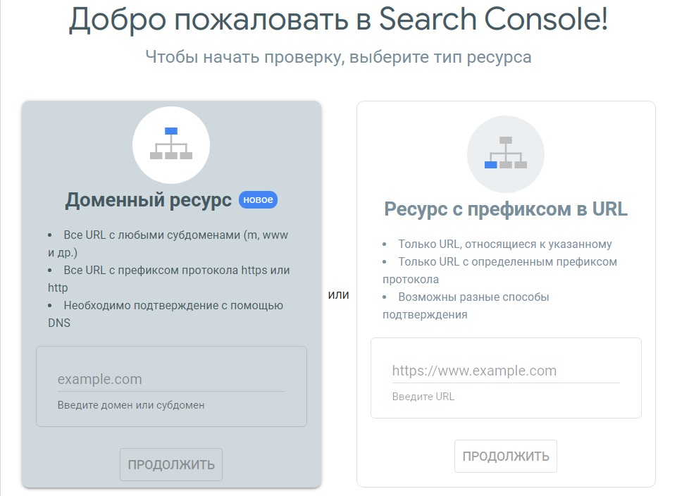 Настройка Google Search Console